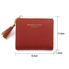 Tassel Women Wallet Short Leather Zipper Purses Portefeuille Female Purse Clutch
