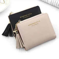 Tassel Women Wallet Short Leather Zipper Purses Portefeuille Female Purse Clutch