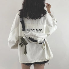 Techwear Harajuku Canvas Cross Waist Belt Phone Banana Bag Fanny Pack For Women