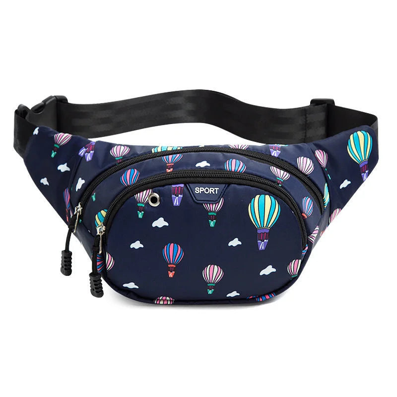Techwear Print Oxford Crossbody Bags Waist Belt Phone Banana Sling Bag