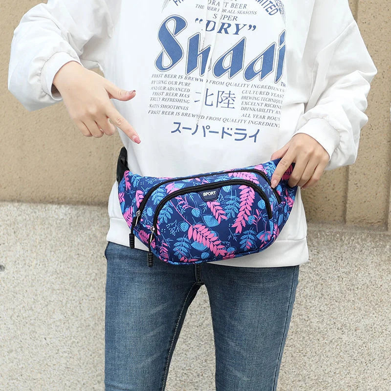Techwear Print Oxford Crossbody Bags Waist Belt Phone Banana Sling Bag