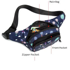 Techwear Print Oxford Crossbody Bags Waist Belt Phone Banana Sling Bag