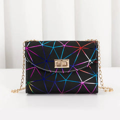 Crack Print Crossbody Bag Chain Messenger Shoulder Handbag