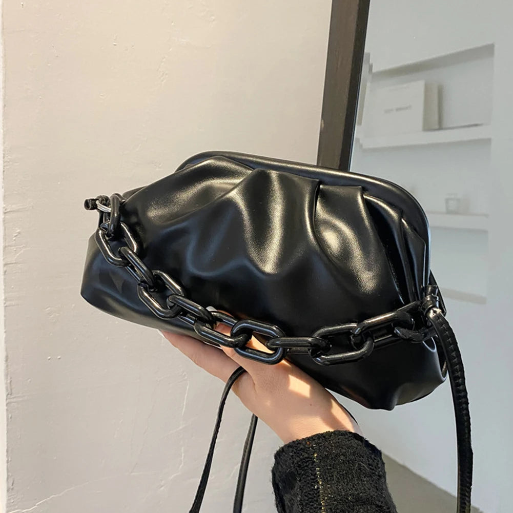 Women Hobo Bags PU Leather Plush Shoulder Crossbody Messenger Bag Chain Handbag