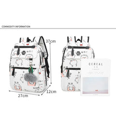 USB Charging Canvas Backpack 3 Pcs/set Women School Backpacks Schoolbag