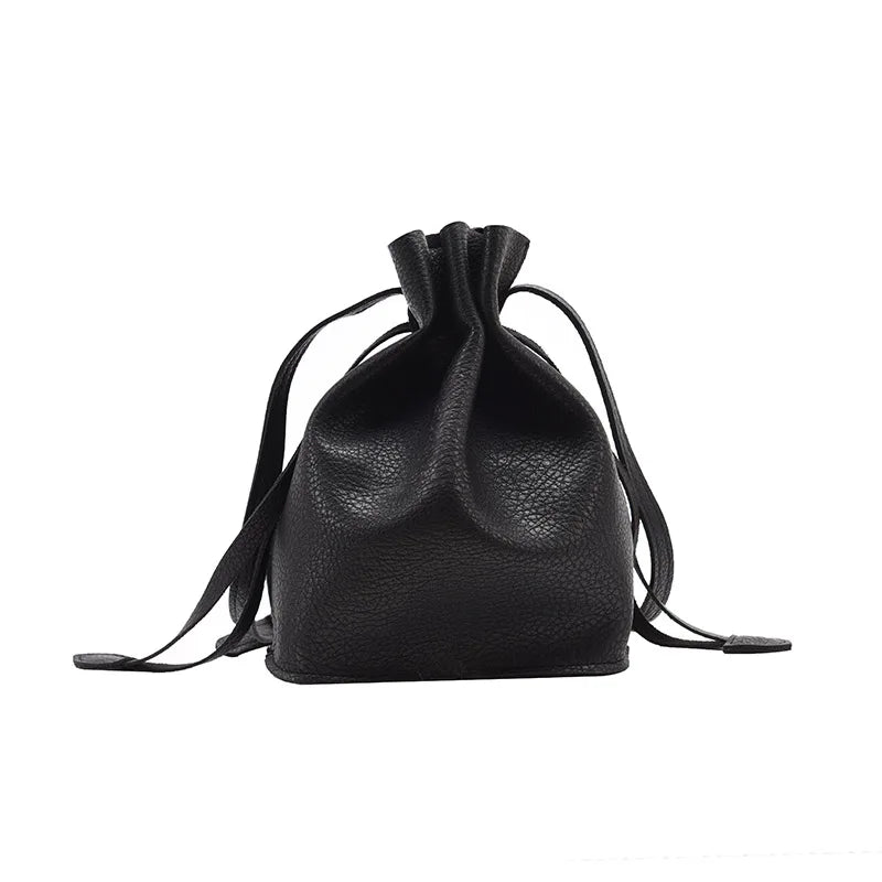 Vintage Soft PU Leather Bucket Crossbody Bag for Women Handbag Clutch