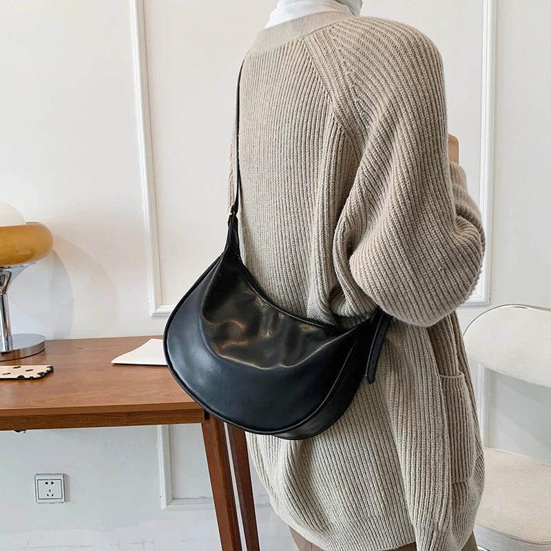 Vintage Leather Crossbody Bag Women Shoulder Handbag