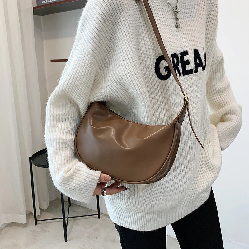 Vintage Leather Crossbody Bag Women Shoulder Handbag