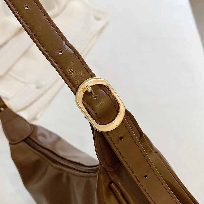 Vintage Leather Crossbody Bag Women Shoulder Handbag
