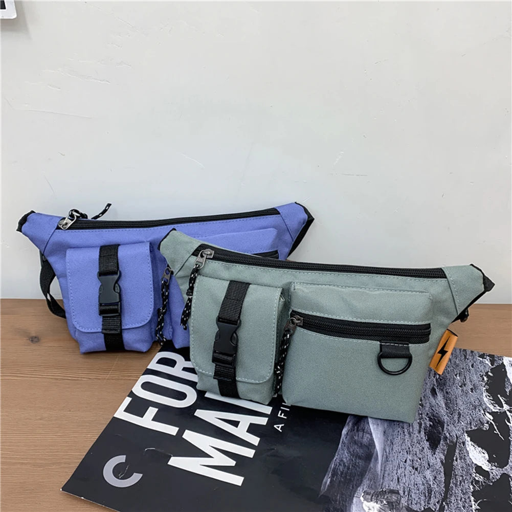 Vintage Solid Shoulder Crossbody Bag Women Layers Chest Waist Packs
