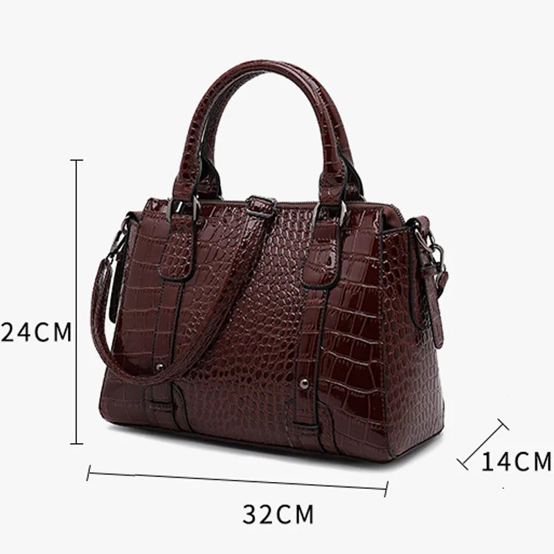 Crocodile Pattern Shoulder Bag Large Capacity Tote
