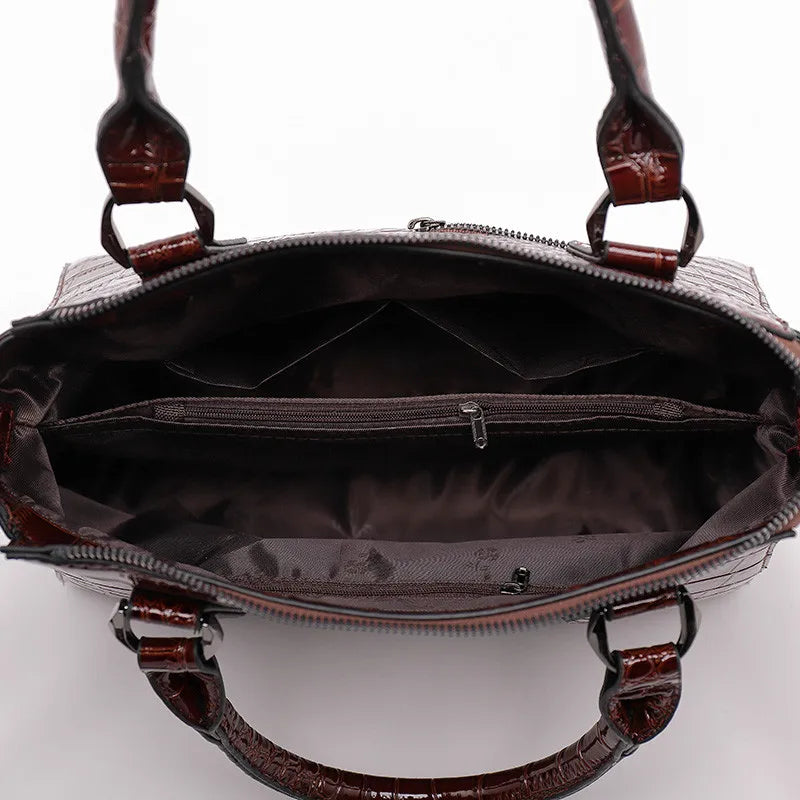 Crocodile Pattern Shoulder Bag Large Capacity Tote