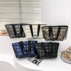 Winter Large Capacity Green Shoulder Bag Quilted Bucket Totes