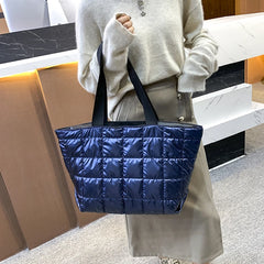 Winter Large Capacity Green Shoulder Bag Quilted Bucket Totes