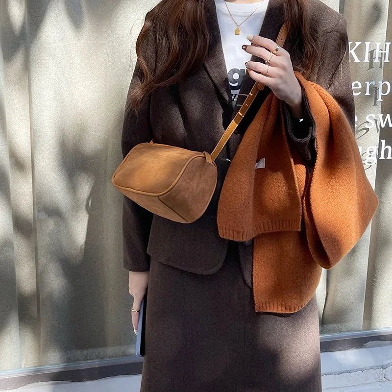 Winter Women's Bag Retro Frosted Suede Shoulder Diagonal Small Handbag