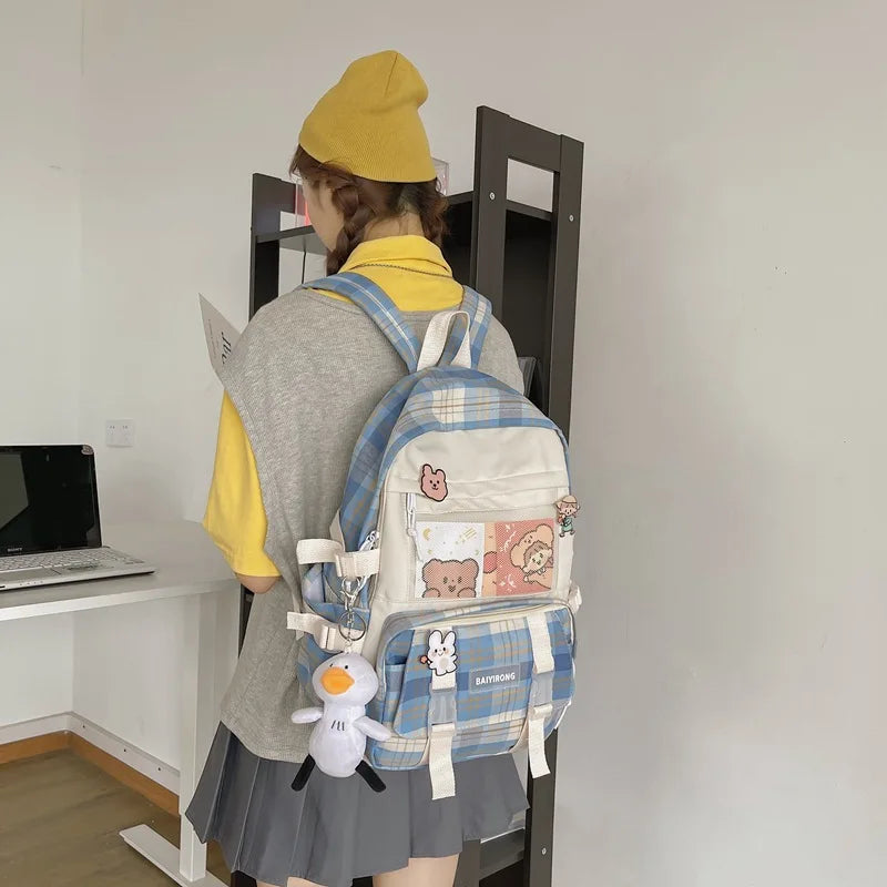 Woman Canvas Backpack Lightweight Candy Colors Laptop Outdoor Travel Bags