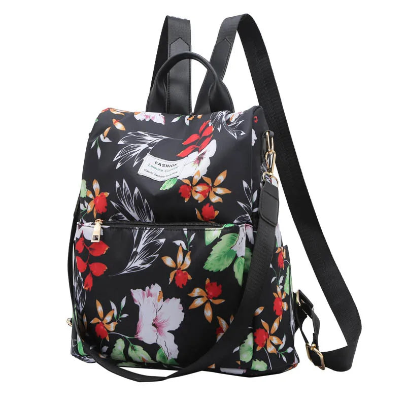 Women Backpack with Flower Print Soft School Bags for Teenage Girls