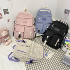 Women Backpack Canvas School Book Bag Large Capacity Rucksack