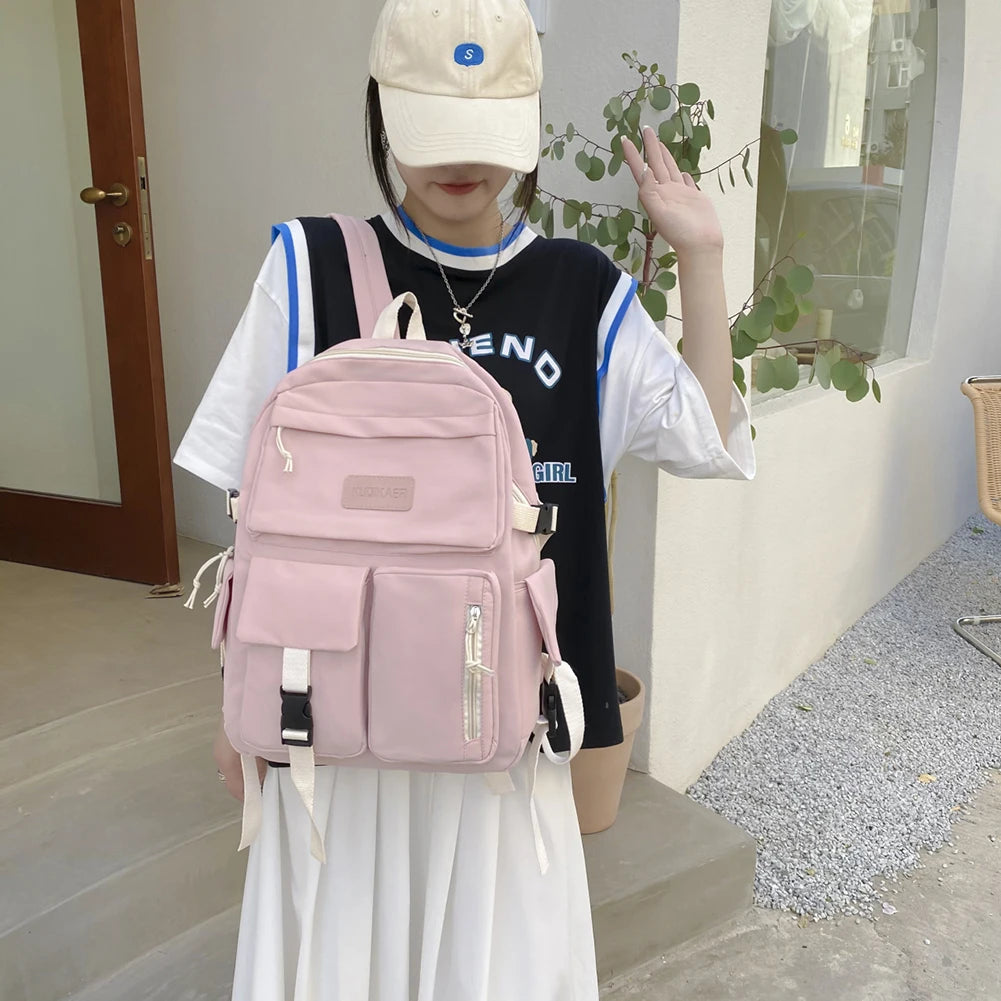 Women Backpack Canvas School Book Bag Large Capacity Rucksack