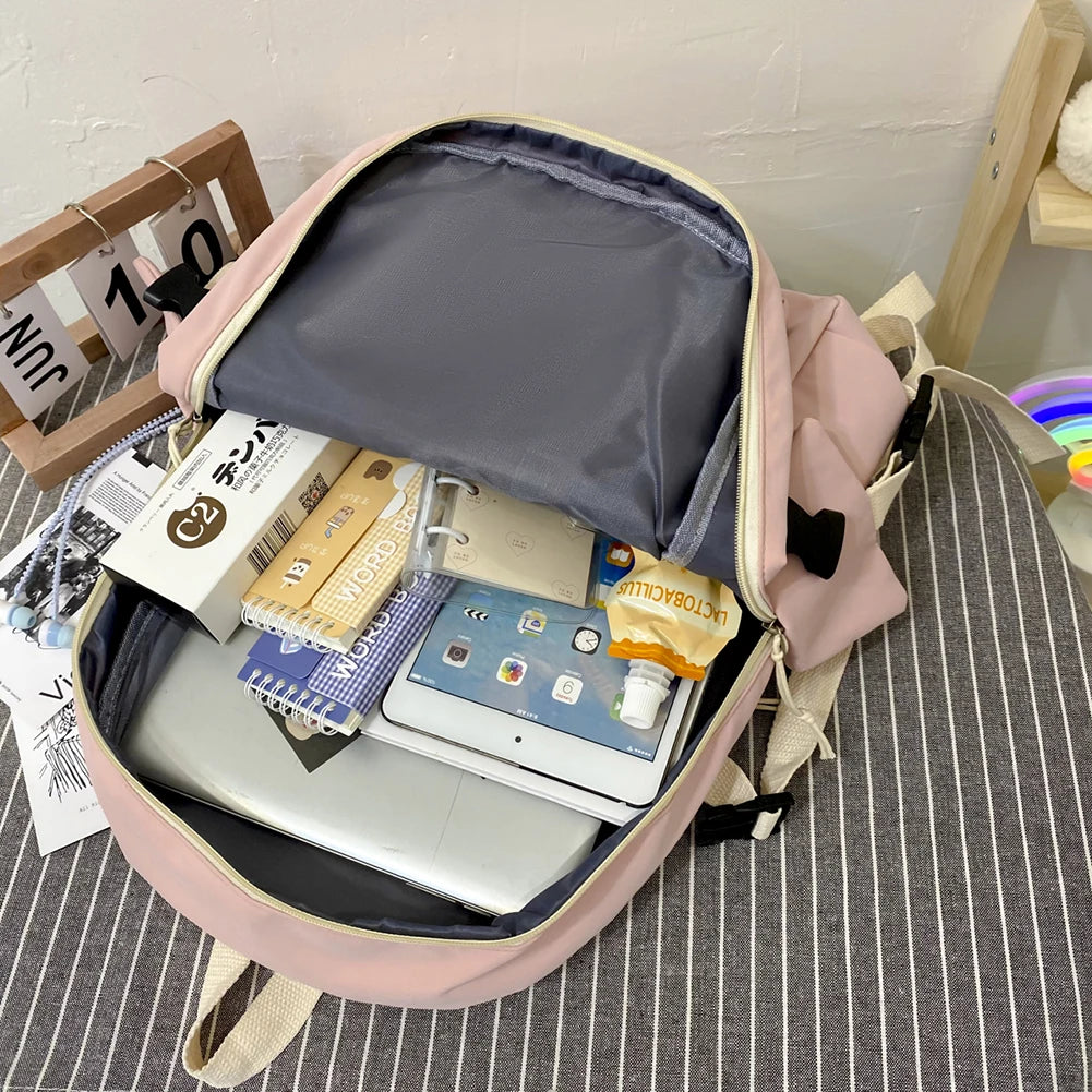 Women Backpack Canvas School Book Bag Large Capacity Rucksack