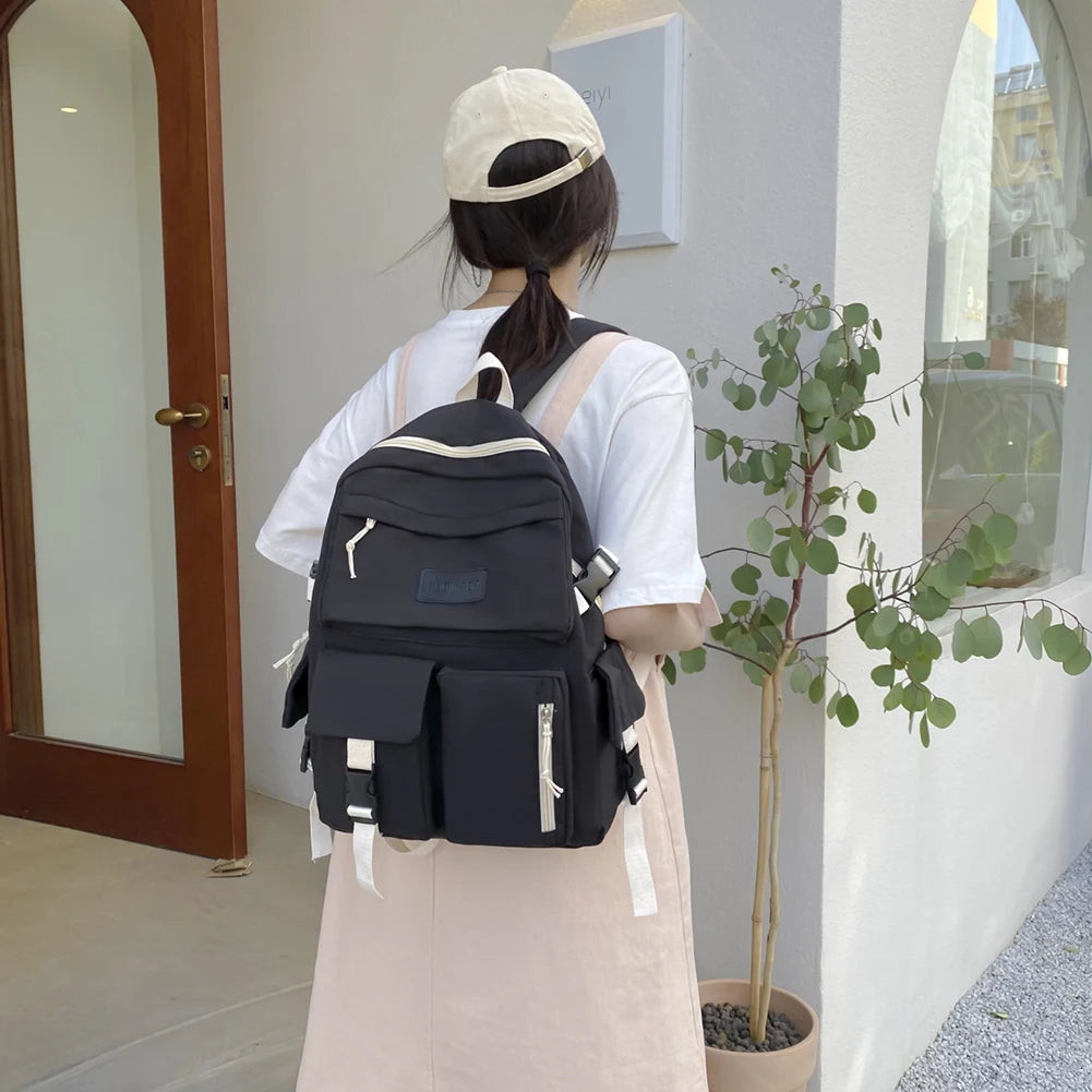 Women Backpack Canvas School Book Bag Large Capacity Rucksack
