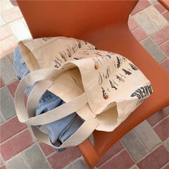 Canvas Shoulder Shopper Bags Camera Shoes Printing Purses Handbag Tote