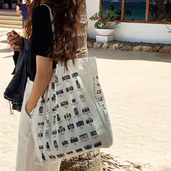 Canvas Shoulder Shopper Bags Camera Shoes Printing Purses Handbag Tote