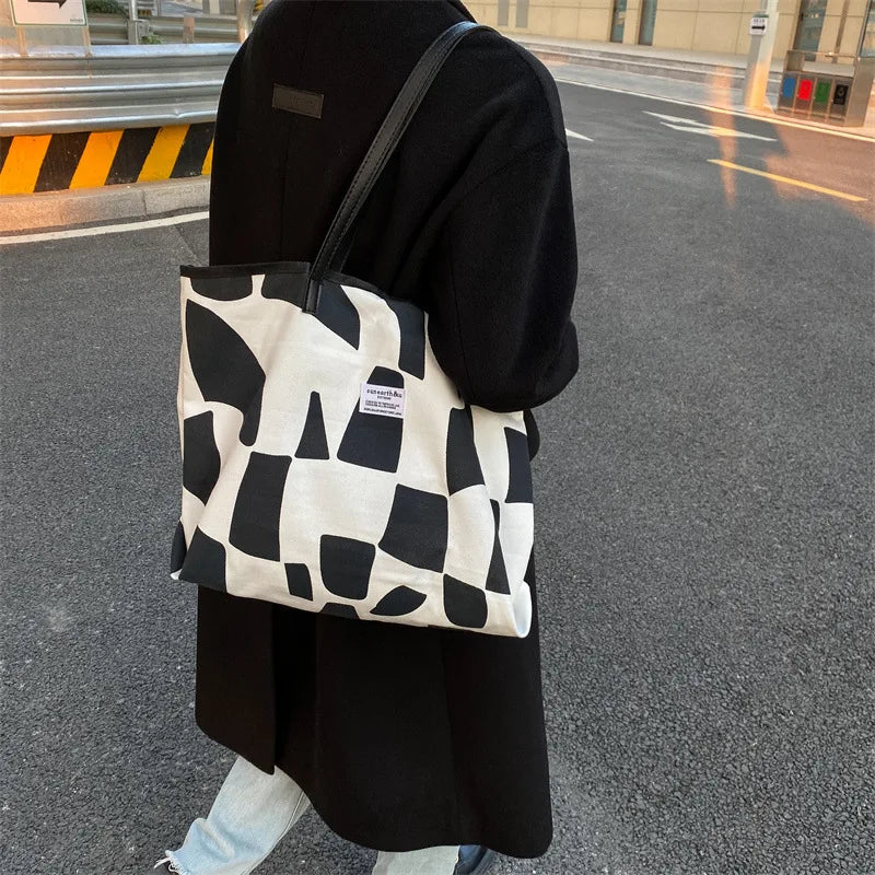 Women Canvas Shoulder Tote Bag Vintage Shopper Girl