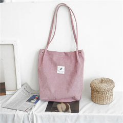 Women Canvas Tote Bag Corduroy Shopping Female Eco Cloth Handbag