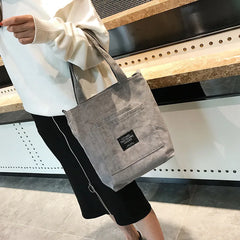 Women Corduroy Zipper Shoulder Bag Casual Tote Eco Crossbody Bag