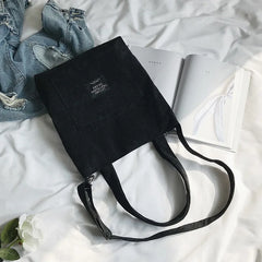 Women Corduroy Zipper Shoulder Bag Casual Tote Eco Crossbody Bag