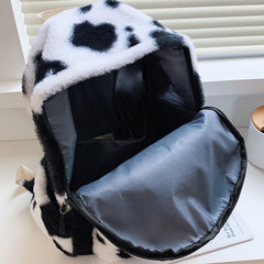 Women Cow Print Backpack Leopard Pattern Travel Bag