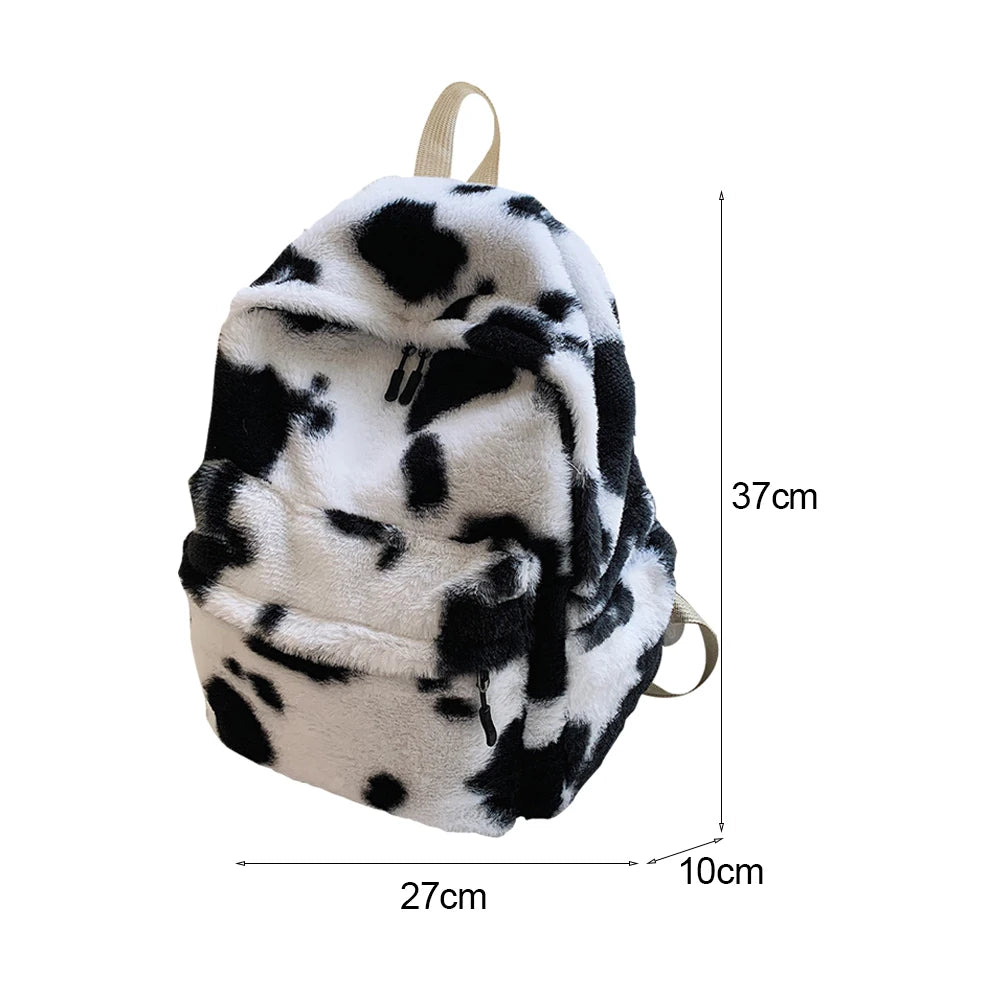 Women Cow Print Backpack Leopard Pattern Travel Bag