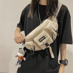 Women Functional Techwear Crossbody Bags Men Street Casual Sport Waist Bag