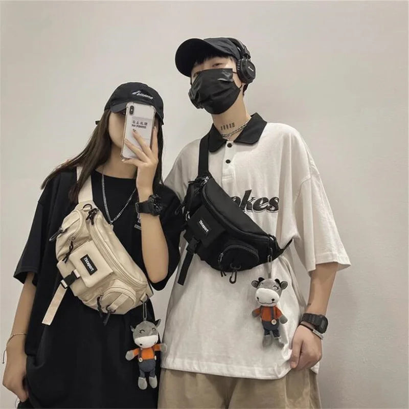 Women Functional Techwear Crossbody Bags Men Street Casual Sport Waist Bag