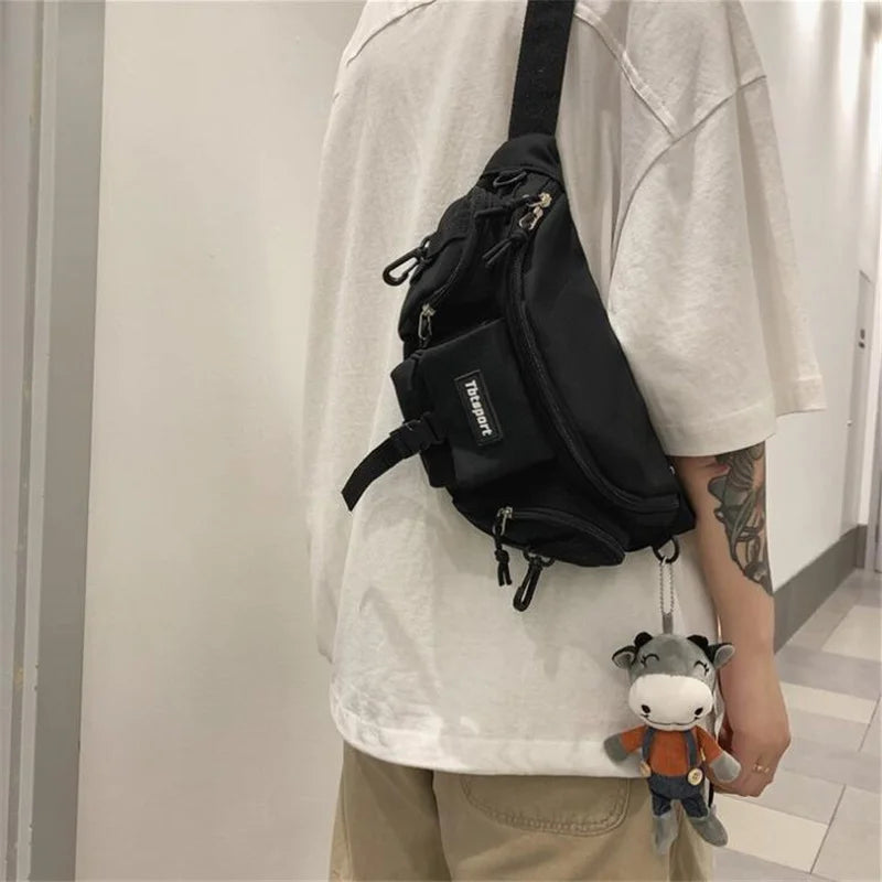Women Functional Techwear Crossbody Bags Men Street Casual Sport Waist Bag