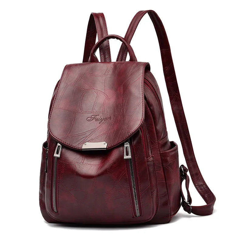 Vintage Leather Backpack for Women Girls Travel Bagpack