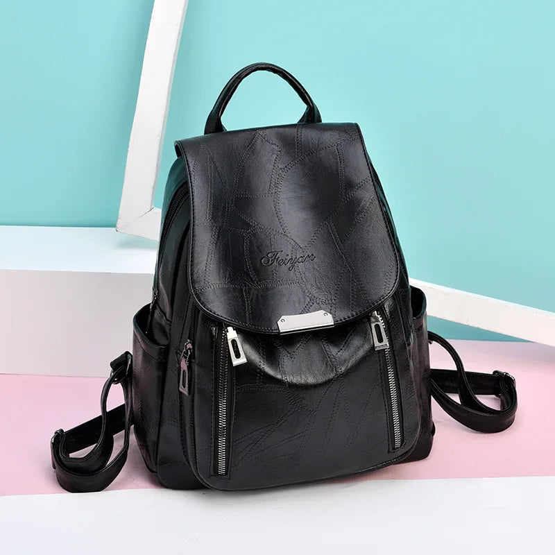 Vintage Leather Backpack for Women Girls Travel Bagpack