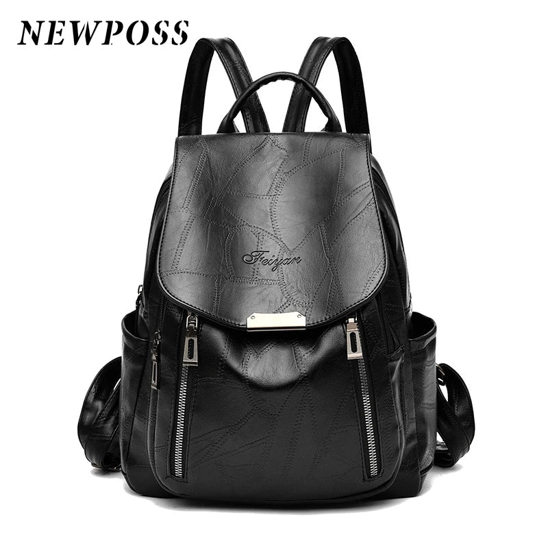 Vintage Leather Backpack for Women Girls Travel Bagpack