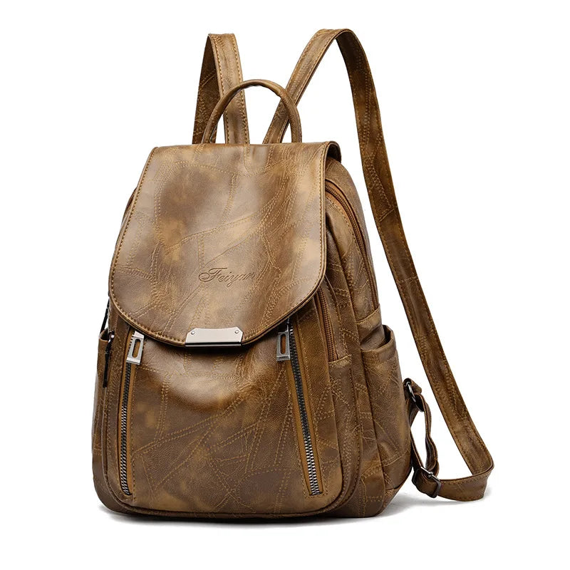 Vintage Leather Backpack for Women Girls Travel Bagpack