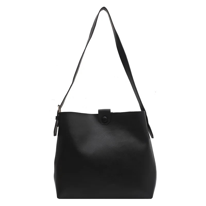 Women PU Shoulder Bag Retro Bucket Bag Crossbody Totes Bag
