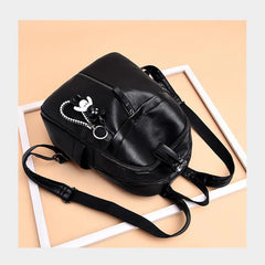 Women's PU Leather School Backpack Multifunctional Small Bag