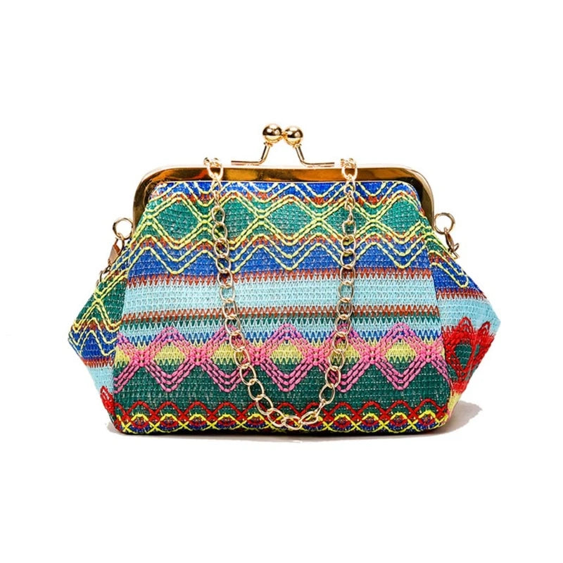 Straw Weave Clutch Bag Small Shoulder Handbag