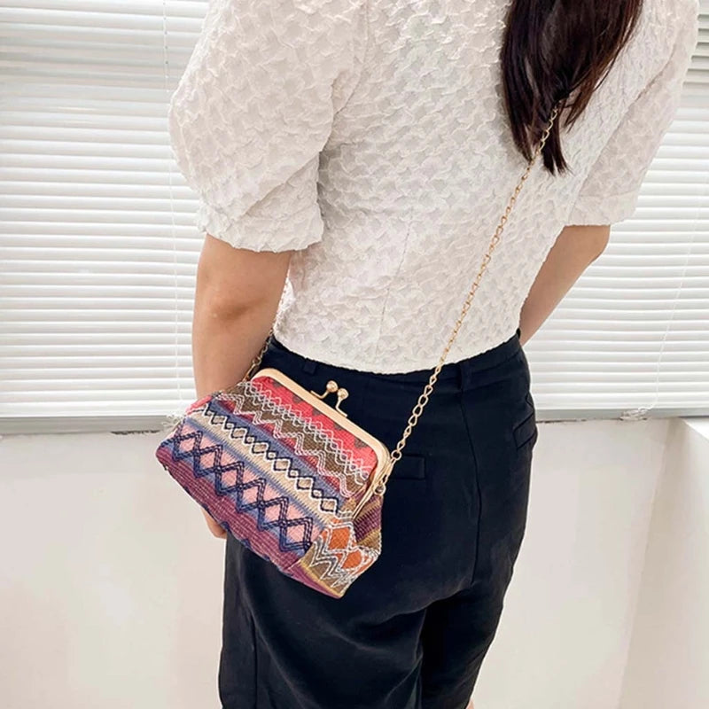 Straw Weave Clutch Bag Small Shoulder Handbag