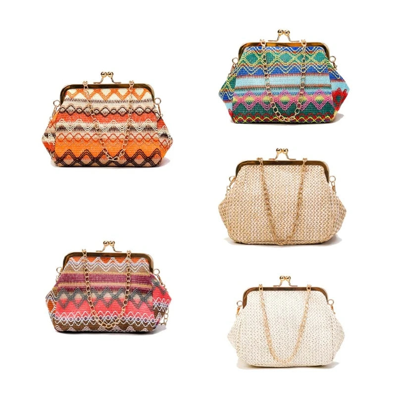 Straw Weave Clutch Bag Small Shoulder Handbag