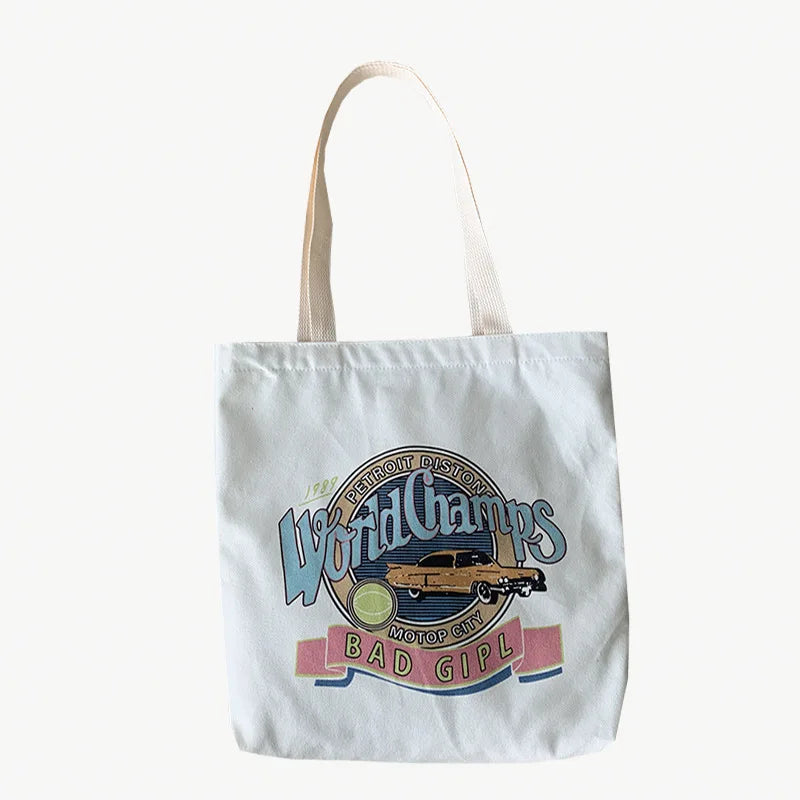 Women's Canvas Shoulder Shopper Bags Reusable Cotton Tote Bags Handbag