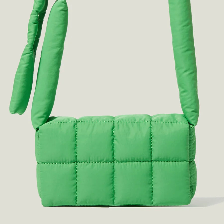 Women's Quilted Shoulder Bag Canvas Padded Crossbody Bag