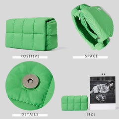 Women's Quilted Shoulder Bag Canvas Padded Crossbody Bag