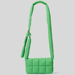 Women's Quilted Shoulder Bag Canvas Padded Crossbody Bag
