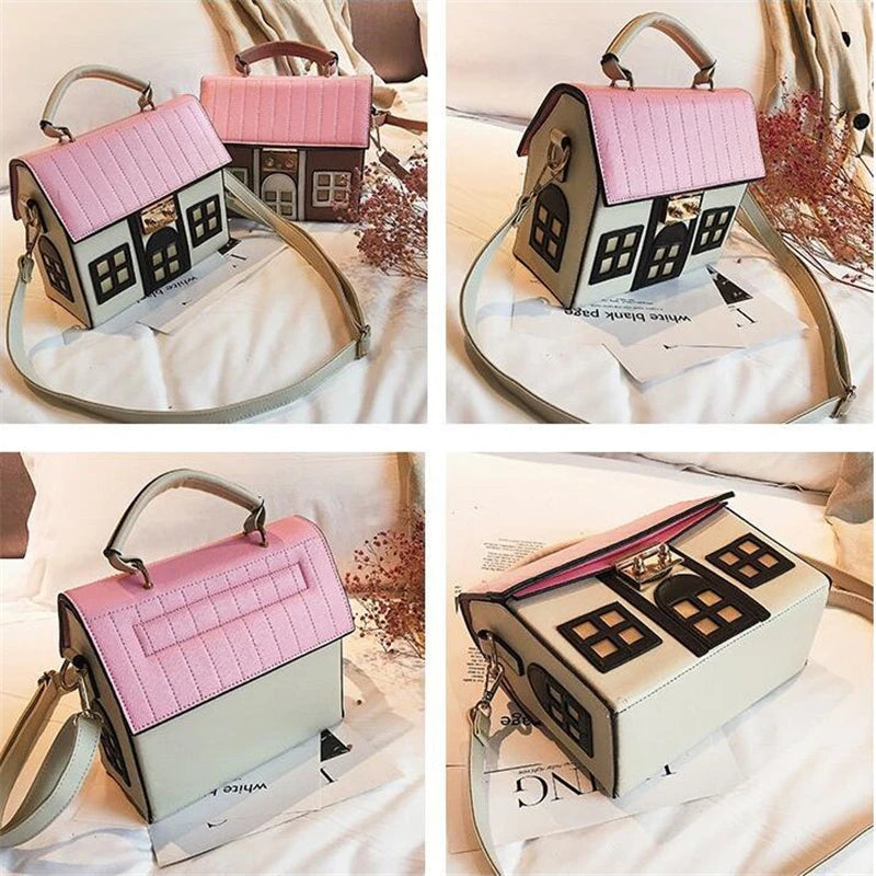 Women's Cartoon House Shoulder Bag Crossbody Messenger Bag